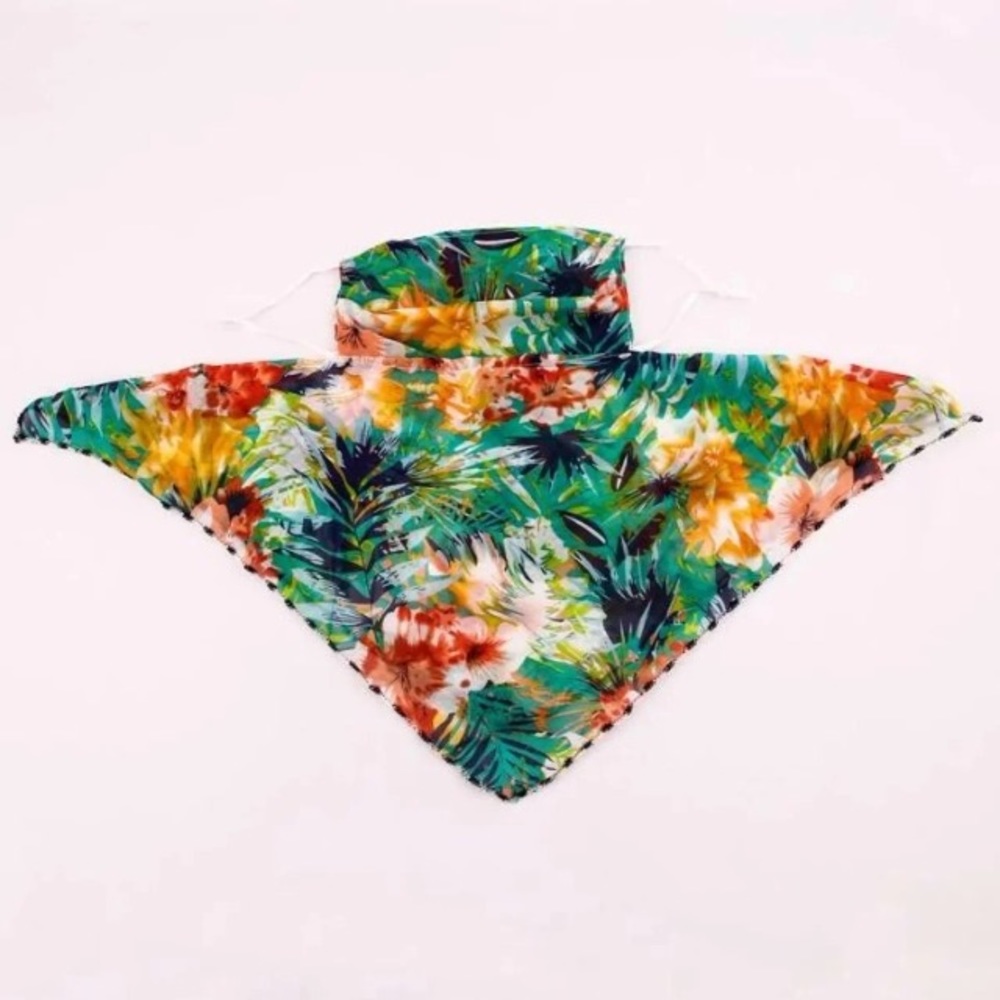 Beautiful Floral Facemask & Scarf Adjustable Ear Strips 4 A Comfortable Fit